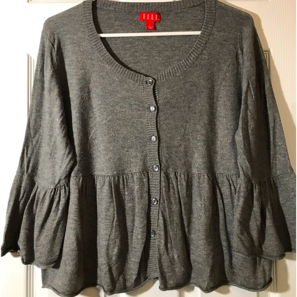 Elle cropped sweater size large gray
